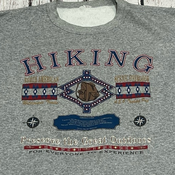 Vintage 1990s Hiking Outdoor Adventure 90s Gray Crewneck Pullover Sweatshirt - Picture 3 of 3